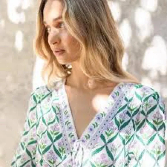 Sunny Spirit Maxi Boho Floral Print V Neck Flowy Tassel with Long Puff Sleeves. - Picture 4 of 16